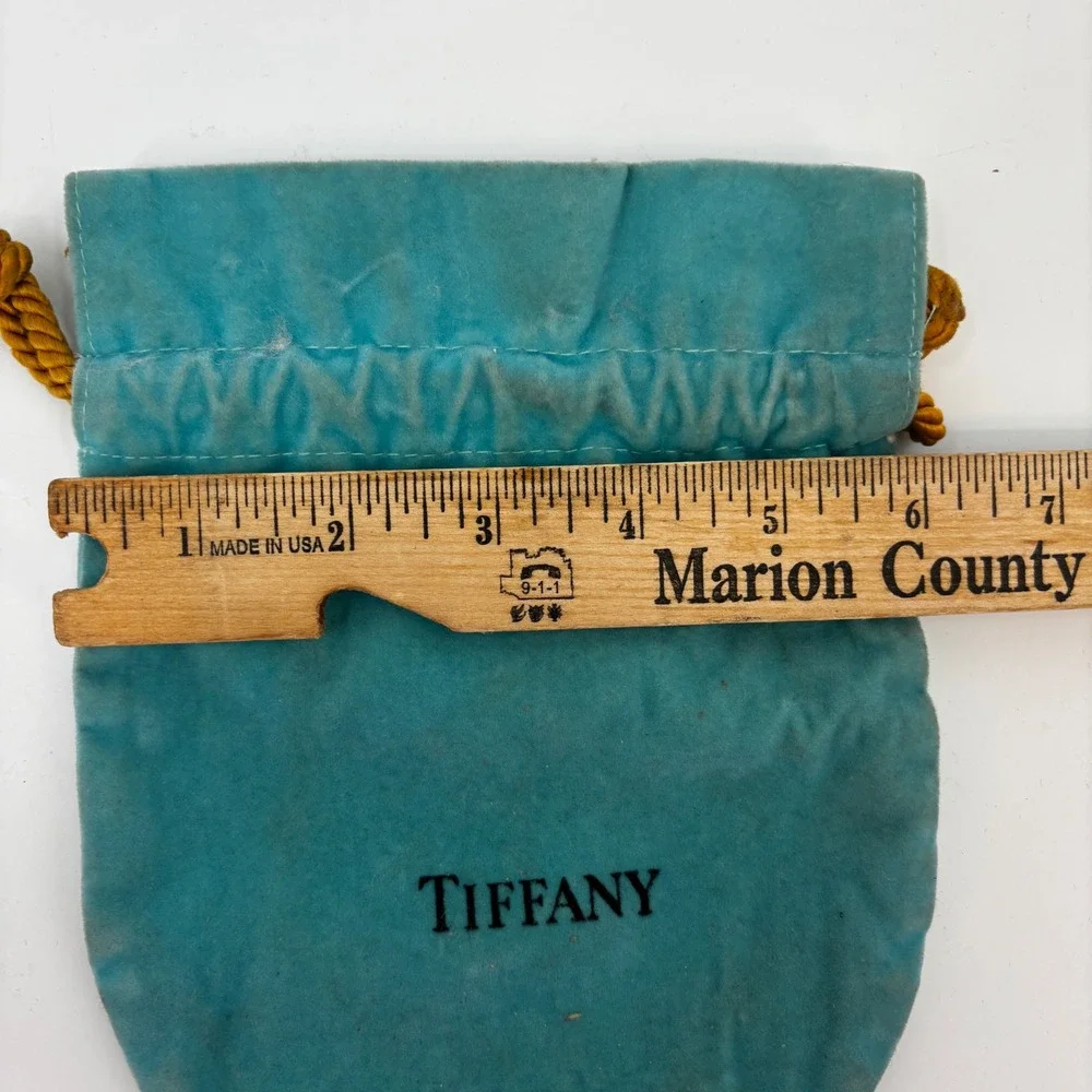 Tiffany & Co  Jewelry Pouch Blue Velvet Drawstring Logo Bag 7.5x6